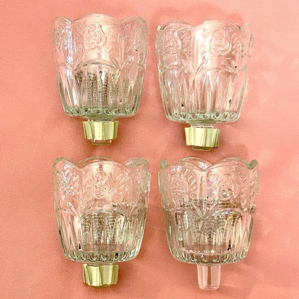 Vintage HOMCO Votive Candle Holder Rose 1188 Clear Glass Grommet Home Interiors